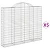 vidaXL Coșuri gabion arcuite 5 buc, 200x30x160/180 cm, fier galvanizat