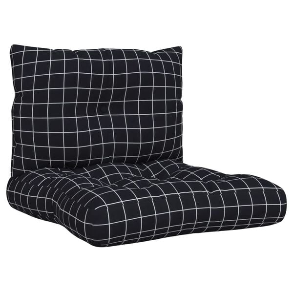 vidaXL Perne pentru paleți, 2 buc, negru, model carouri, textil oxford