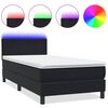 vidaXL Pat cu arcuri cu saltea și LED, negru, 100x210 cm, catifea