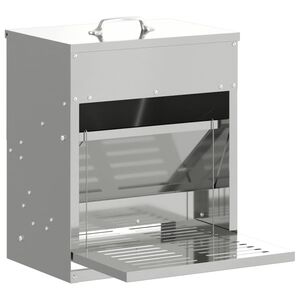 vidaXL Hrănitor cu pedale pentru pui Argintiu 33 x 42 x 40 cm