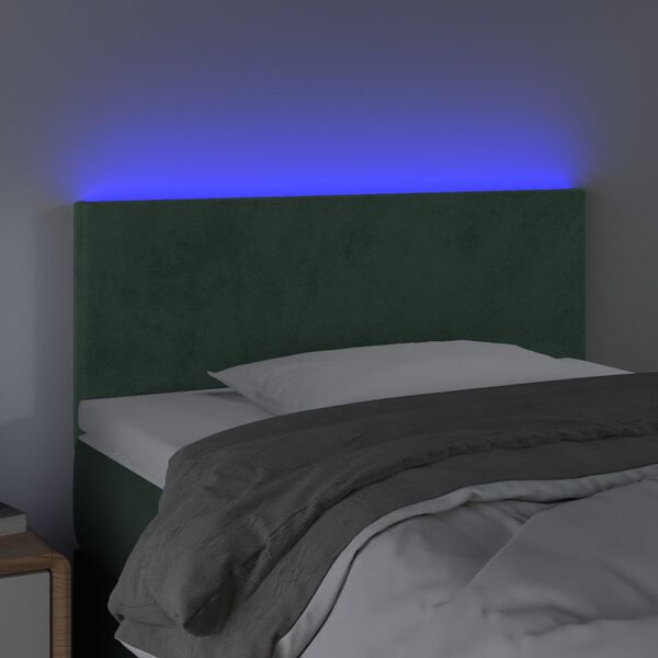 vidaXL Tăblie de pat cu LED, verde &icirc;nchis, 80x5x78/88 cm, catifea