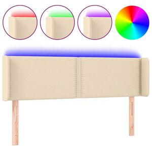 vidaXL Tăblie de pat cu LED, crem, 147x16x78/88 cm, textil