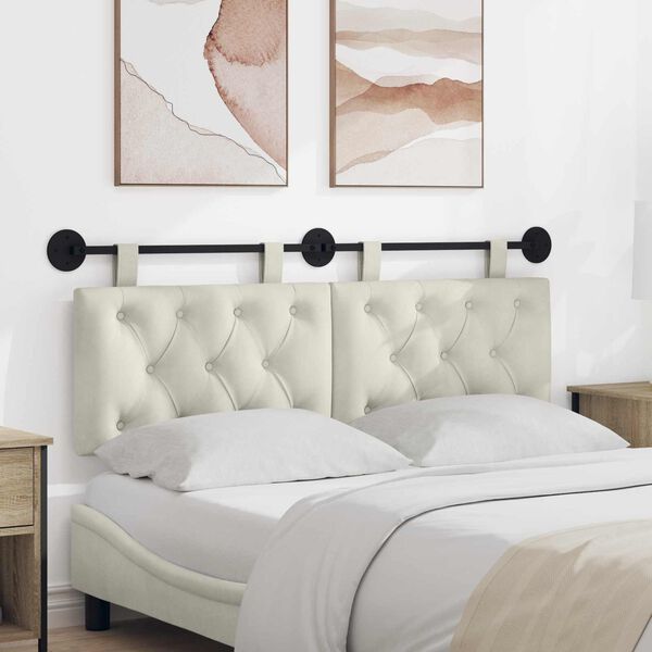 vidaXL Cap de pat suspendat Pe perete Crem 150 x 55 x 7 cm Catifea