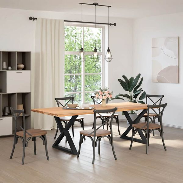 vidaXL Picioare masă de sufragerie, 2 buc., negru, 90x(72-73,3) cm, oțel