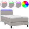 vidaXL Pat cu arcuri, saltea și LED, gri deschis, 90x200 cm, textil