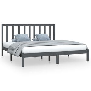 vidaXL Cadru de pat, gri, 200x200 cm, lemn masiv de pin