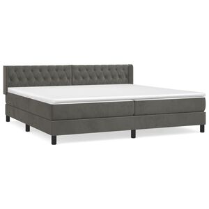 vidaXL Pat box spring cu saltea, gri &icirc;nchis, 200x200 cm, catifea