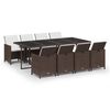 vidaXL Set mobilier de grădină cu perne, 9 piese, maro, poliratan