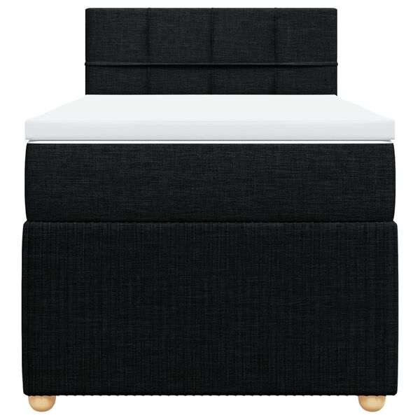 vidaXL Pat box spring cu saltea, negru, 90x190 cm, textil