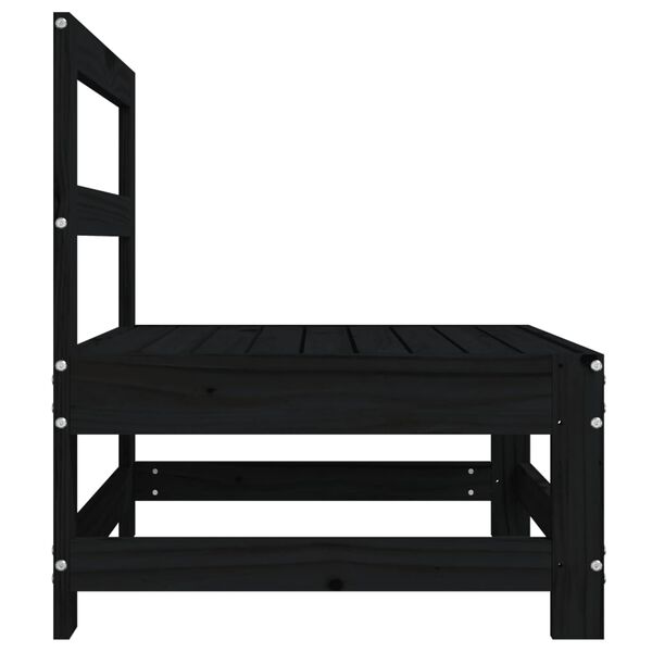 vidaXL Canapea de mijloc pentru grădină, negru, lemn masiv de pin