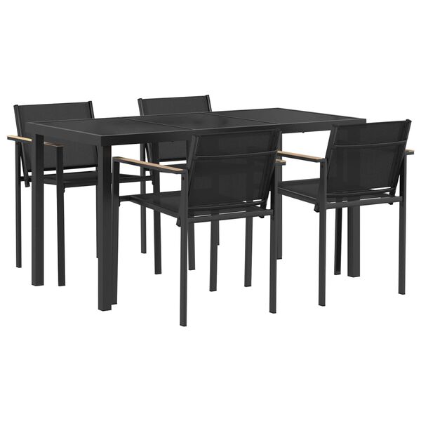 vidaXL Set de Mobilier pentru Exterior 5 pcs Negru și antracit Oțel