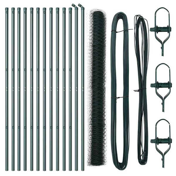vidaXL St&acirc;lp de gard. Verde 25 x 1,6 m (plasă de 36 mm) Oțel și PVC