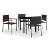 vidaXL Set de servit masa pentru grădină, 5 piese, negru