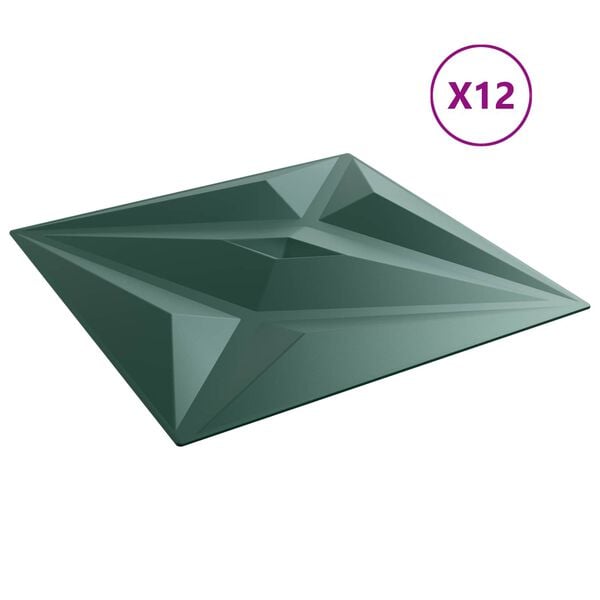 vidaXL Panouri de perete Stea 12 pcs Verde Star 50 x 50 cm Spumă XPS
