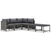 vidaXL Set mobilier de grădină cu perne, 6 piese, gri, poliratan