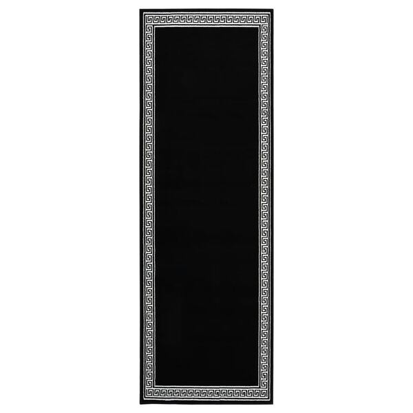 vidaXL Covor traversă, negru cu motiv, 100x350 cm, BCF