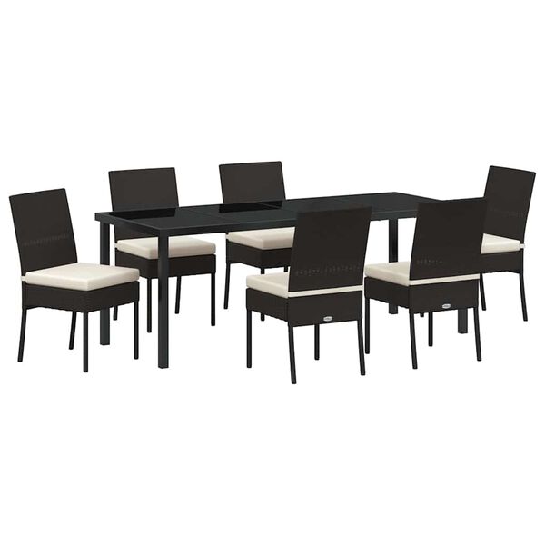vidaXL Set de masă pentru grădină 7 pcs Negru