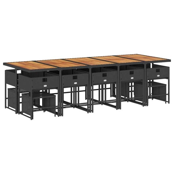 vidaXL Set mobilier de grădină cu perne, 15 piese, negru, poliratan