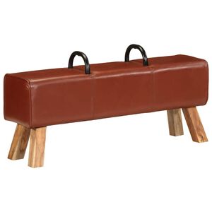 vidaXL Bancă de gimnastică, maro, 110 cm, piele naturală