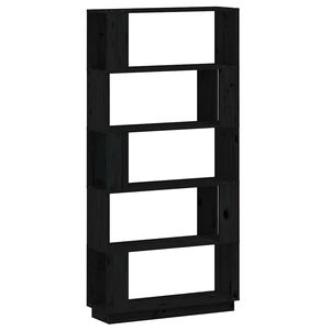 vidaXL Bibliotecă/Separator cameră negru 80x25x163,5 cm lemn masiv pin