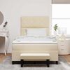 vidaXL Pat cu arcuri cu saltea cu headboard Crem 120 x 200 cm țesătură