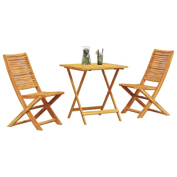 vidaXL Set Bistro Pliabil 3 pcs Maro Lemn Solid de Acacia