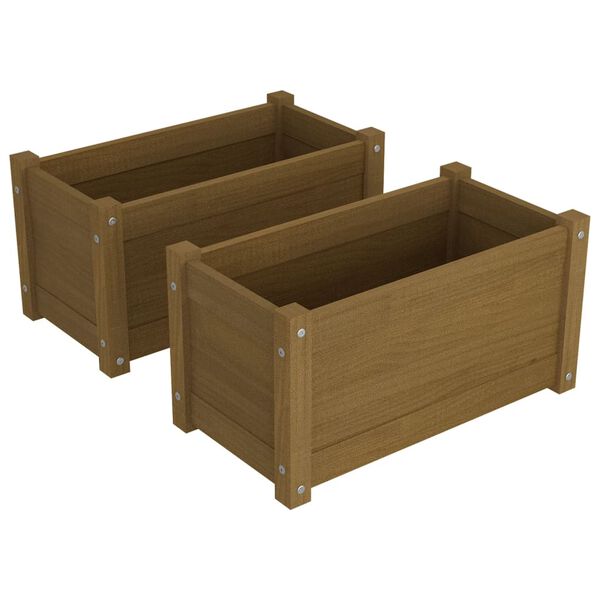 vidaXL Jardiniere grădină 2 buc. maro miere 60x31x31cm lemn masiv pin