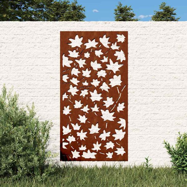 vidaXL Decor de perete 105x55 cm design frunze arțar oțel Corten