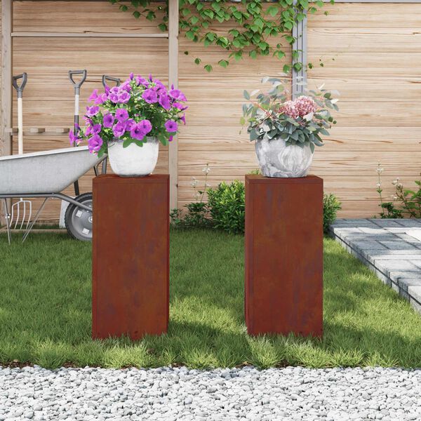 vidaXL Suport pentru plante 2 pcs Ruginit 24 x 24 x 55 cm