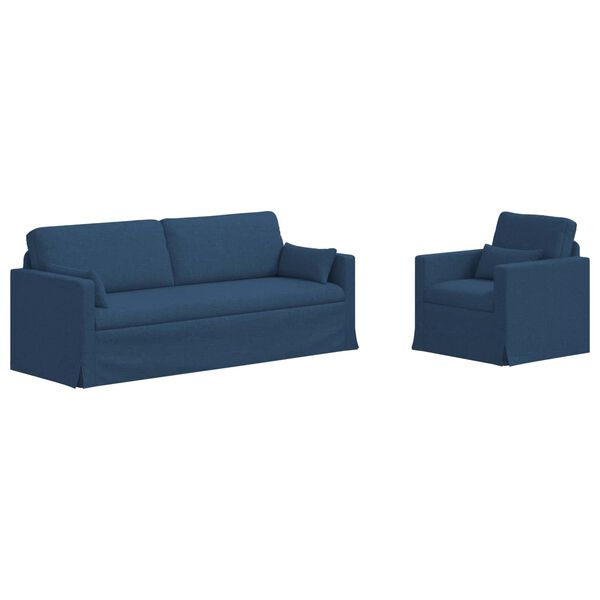 vidaXL Set de canapea 2 pcs albastru 198 x 78 x 80 cm țesătură