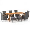 vidaXL Set mobilier de grădină, 9 piese, gri