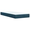vidaXL Pat box spring cu saltea, albastru, 90x200 cm, catifea