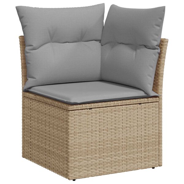 vidaXL Set de canapele pentru grădină cu pernă 12 pcs Bej Poli Rattan