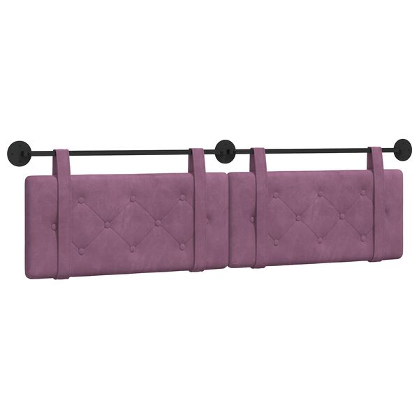 vidaXL Cap de pat suspendat Pe perete Violet 190 x 55 x 5 cm Catifea