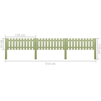 vidaXL Gard din scânduri 5,1 m 110 cm 6/9 cm lemn de pin tratat