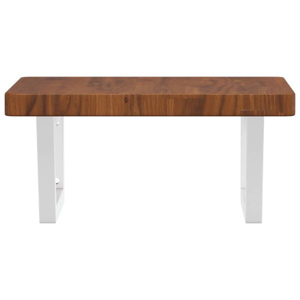 vidaXL Raft pentru lavoar montat pe perete, oțel și lemn masiv stejar