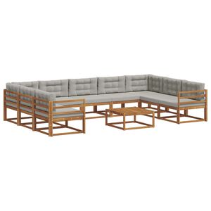 vidaXL Set de canapele de exterior 10 pcs Gri natural și deschis