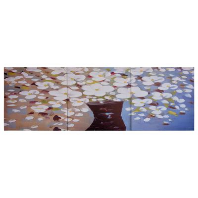 vidaXL Set tablouri din pânză, vas cu flori, multicolor, 120 x 40 cm