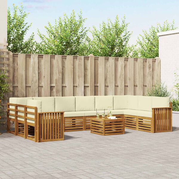 vidaXL Set canapea sectională cu pernă 11 pcs Natural și Crem