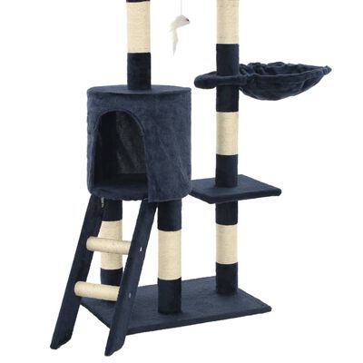 vidaXL Ansamblu pisici stâlpi din funie sisal, 138 cm, albastru închis