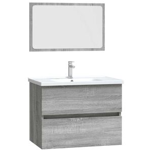 vidaXL Set mobilier de baie, 2 piese, gri sonoma, lemn prelucrat