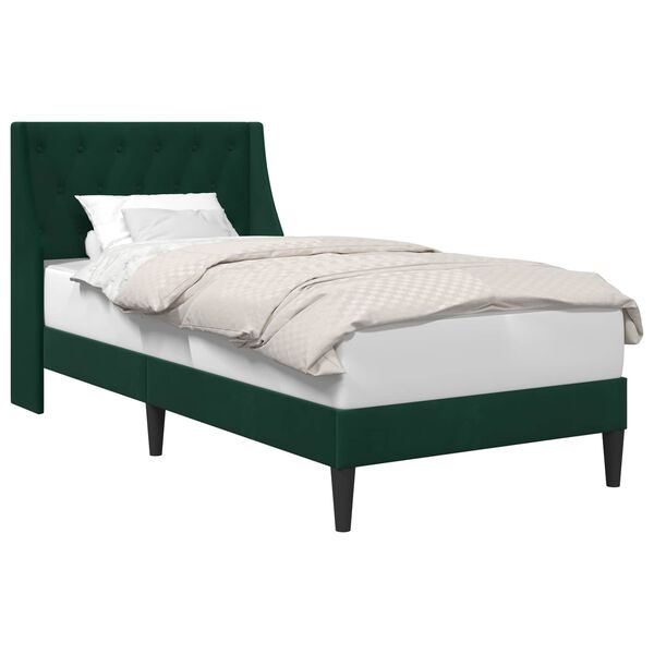 vidaXL Cadru de pat cu headboard Verde &icirc;nchis 80 x 200 cm Catifea