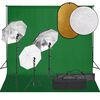 vidaXL Set studio foto cu lumină, fundal și reflector