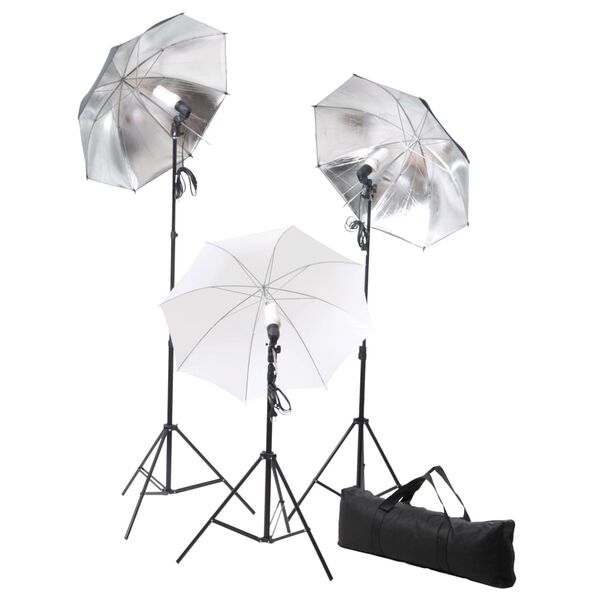 vidaXL Set studio foto cu lămpi, umbrele, fundal și reflector
