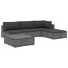 vidaXL Set mobilier de grădină cu perne, 5 piese, gri, poliratan