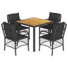vidaXL Set mobilier de grădină cu perne, 5 piese, negru, poliratan