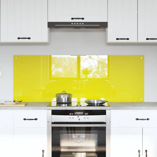 vidaXL Spate de bucătărie 2 pcs Galben 70 x 50 cm sticlă securizată
