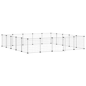 vidaXL Cușcă animale de companie cu ușă 20 panouri negru 175x175x35 cm oțel