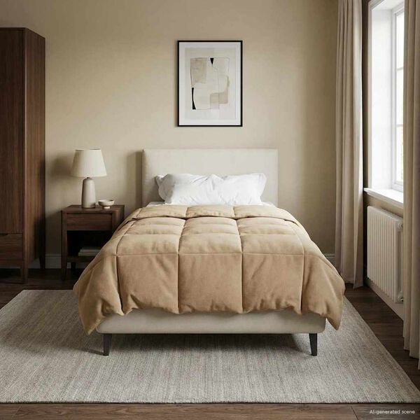 vidaXL Duvet de iarnă Patos Albastru &icirc;nchis 140 x 220 cm Microfibră