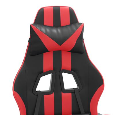 vidaXL Scaun de gaming pivotant/suport picioare negru/roșu piele eco
